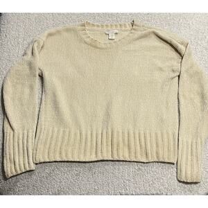 Cynthia Rowley Women's Size XL Chenille Zig Zag Hem Sweater Cream